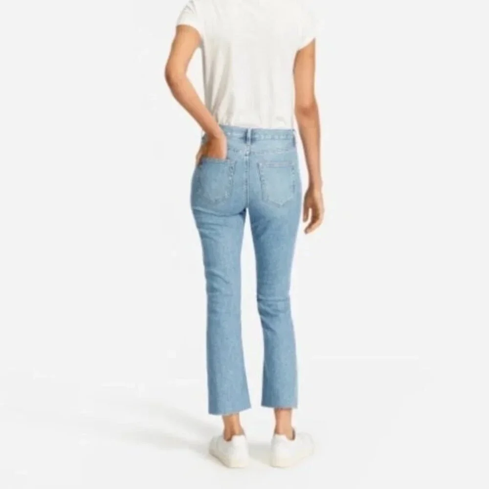Everlane High Rise Kick Crop Raw Hem Jeans Womens Size 27 Stretch Denim Blue